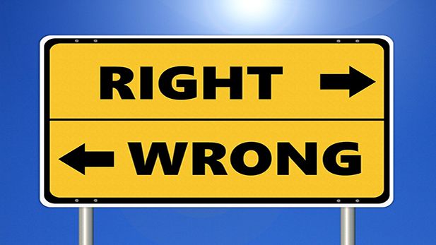 Skilt med teksten: Wrong Right