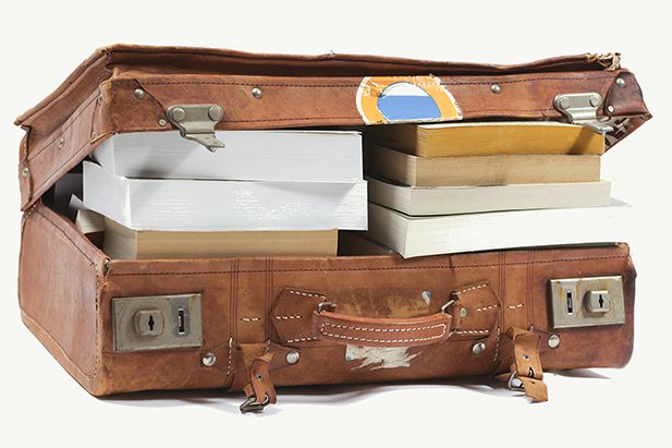 Suitcase with heavy books