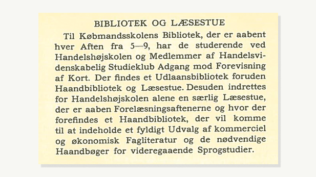 Kopi af tekst om bibliotekets oprettelse fra gammel årsberetning