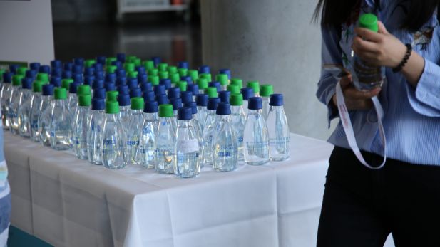 Glass bottles at the conference