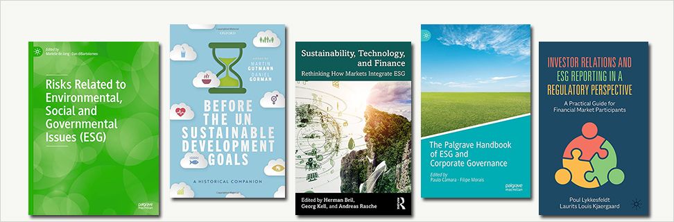 Covers from new books on sustainability and ESG data
