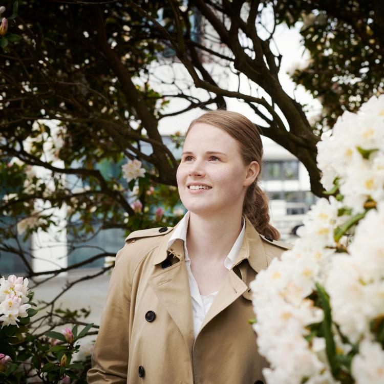 Portrait of Sofie Bitzer by blooming tree