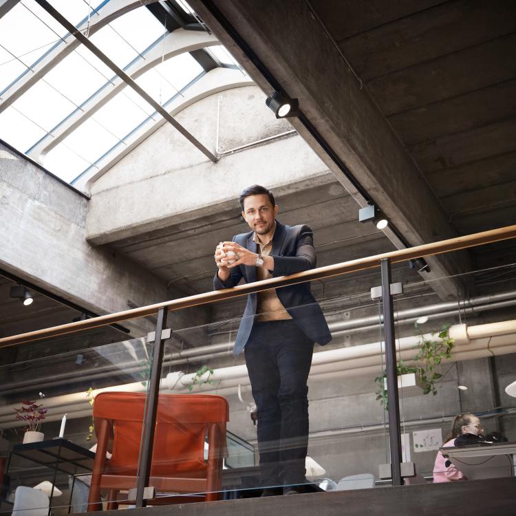 Portrait of Stephan Rosenkilde in urban surroundings