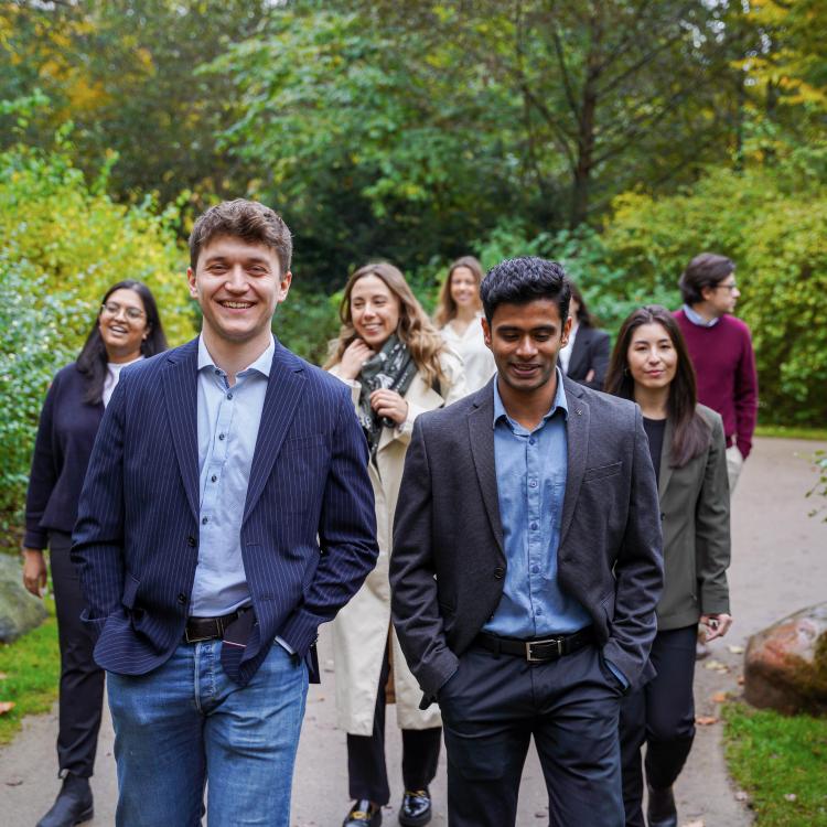 Full-time MBA cohort connecting and building lasting professional relationships