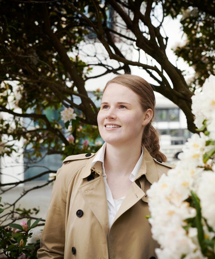 Portrait of Sofie Bitzer by blooming tree