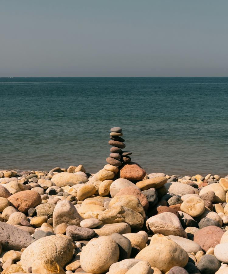 Pile of stones on beach