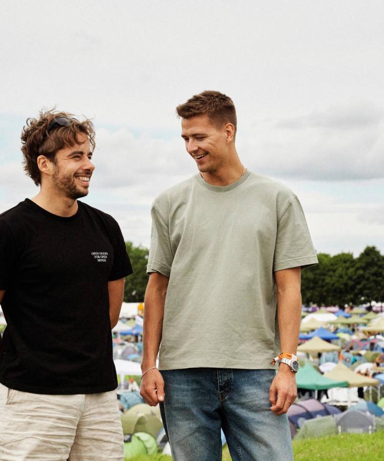 Founders of Soundboks and EMBA alumni, Christoffer Nyvold og Jesper photographed at Roskilde Festival