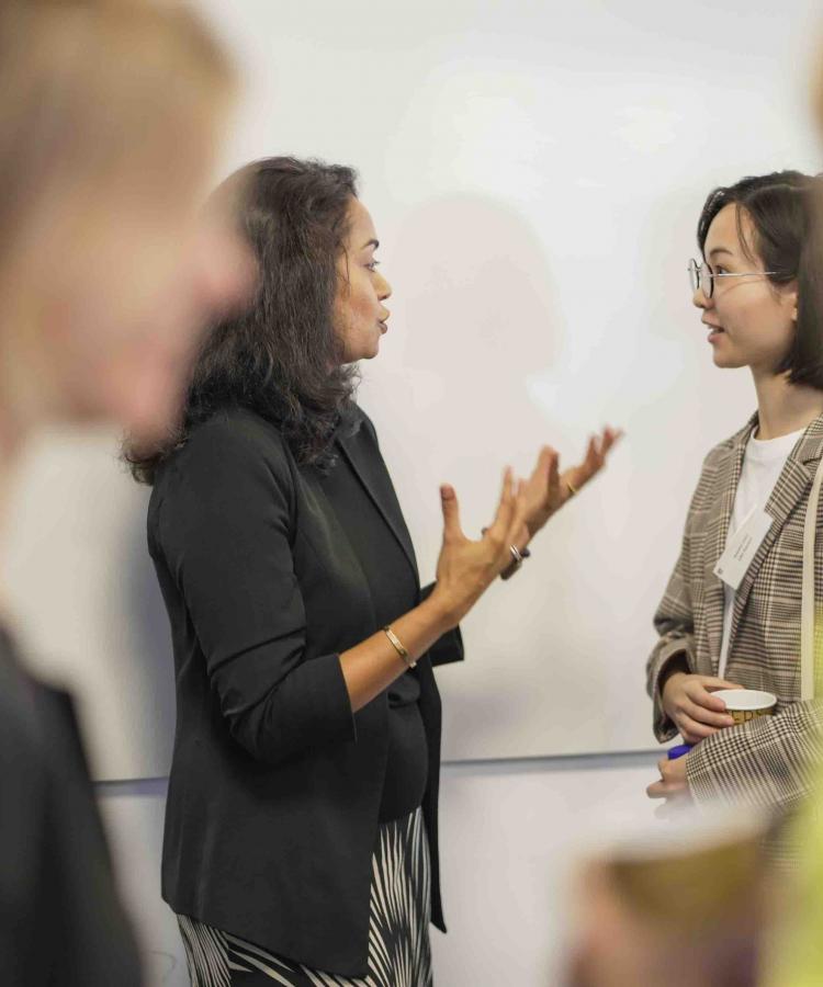 Professor Poornima Luthra in a conversation with a student