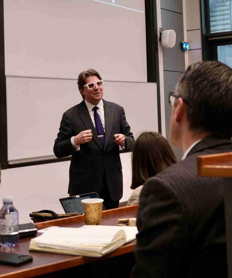 Kristjan Jespersen speaking at Executive Education event, The end of ESG