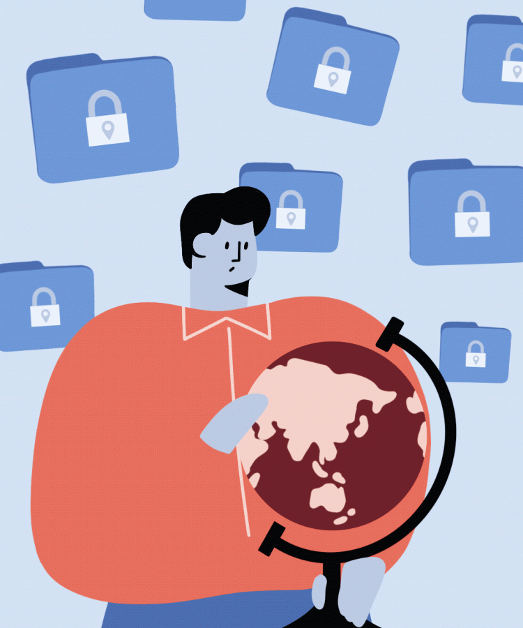 man with globe