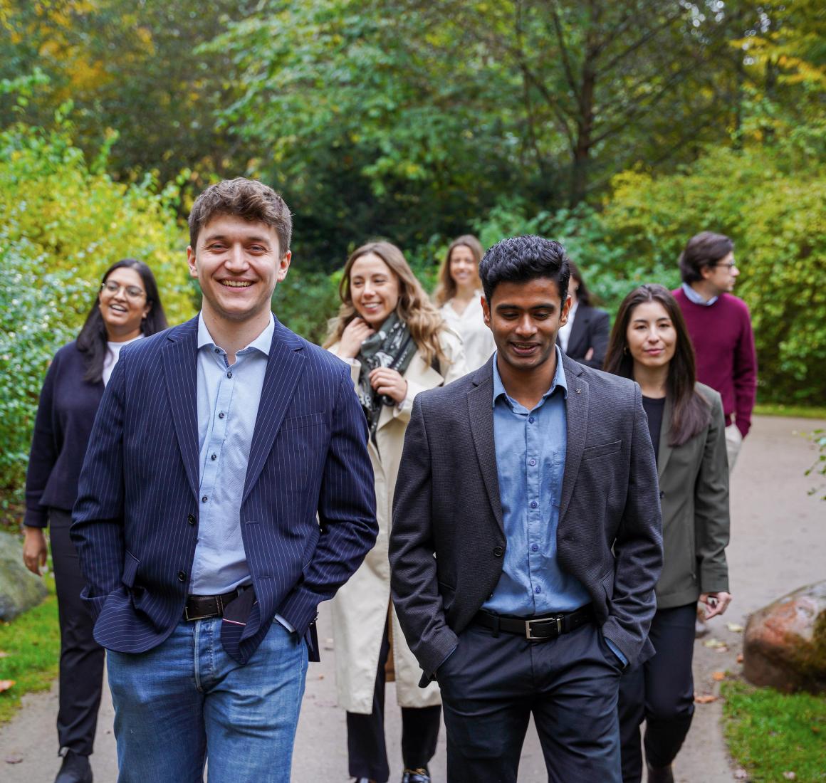 Full-time MBA cohort connecting and building lasting professional relationships