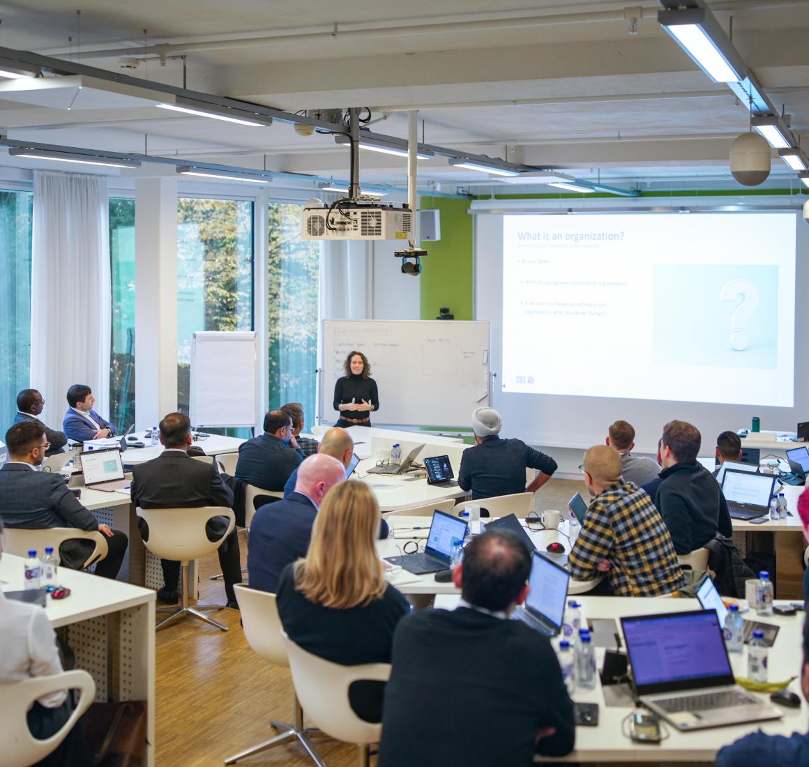 Lecture in progress at the Blue MBA