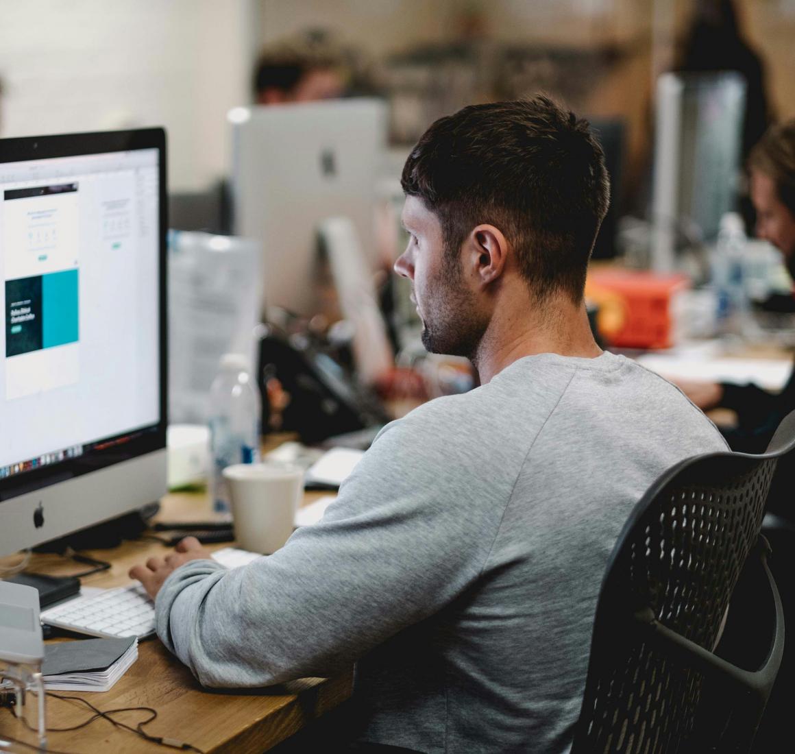 Man working in open office