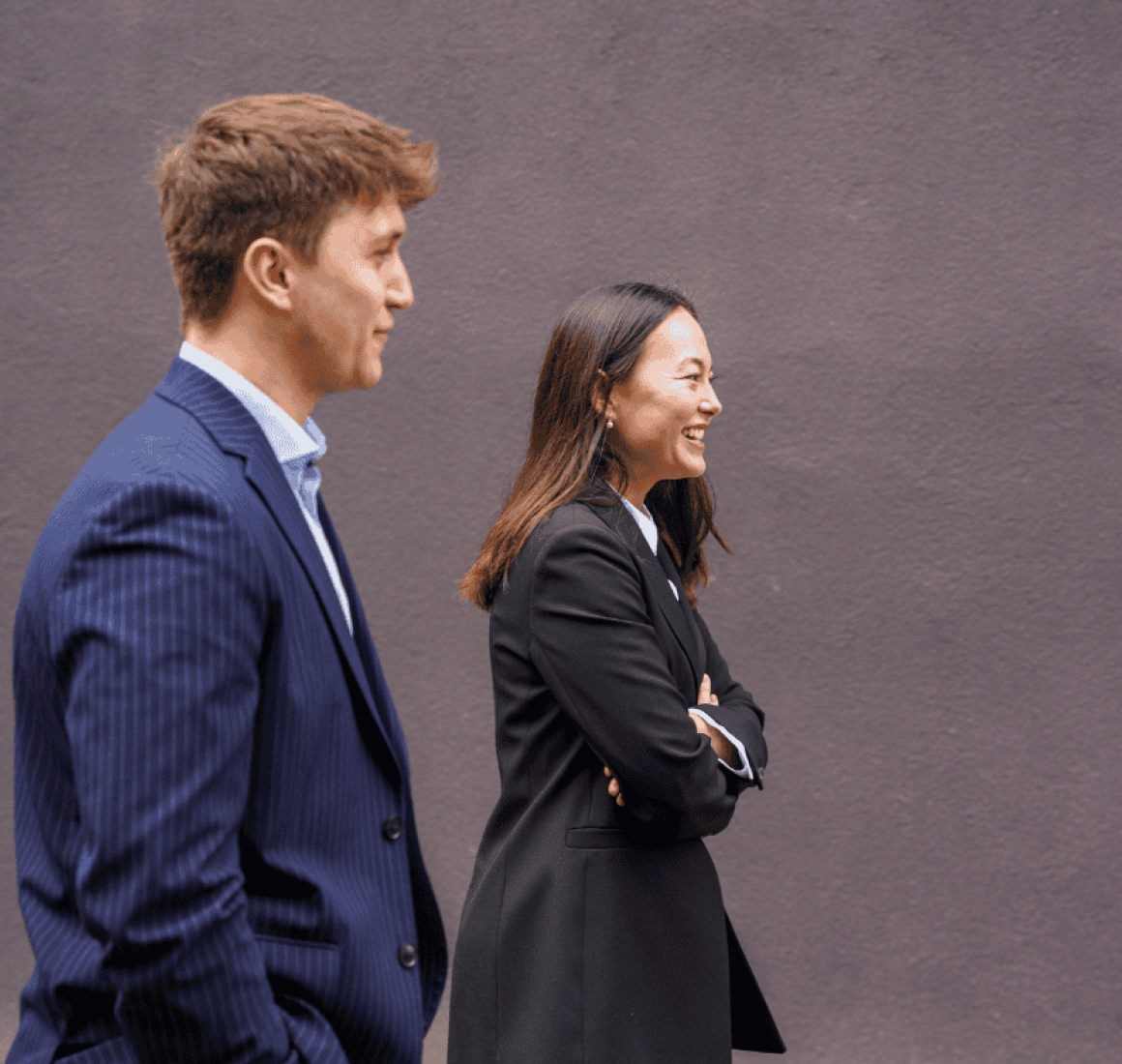 Two MBA students walking together