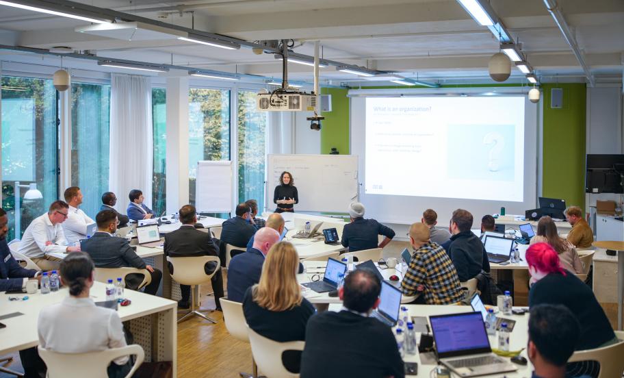 Lecture in progress at the Blue MBA