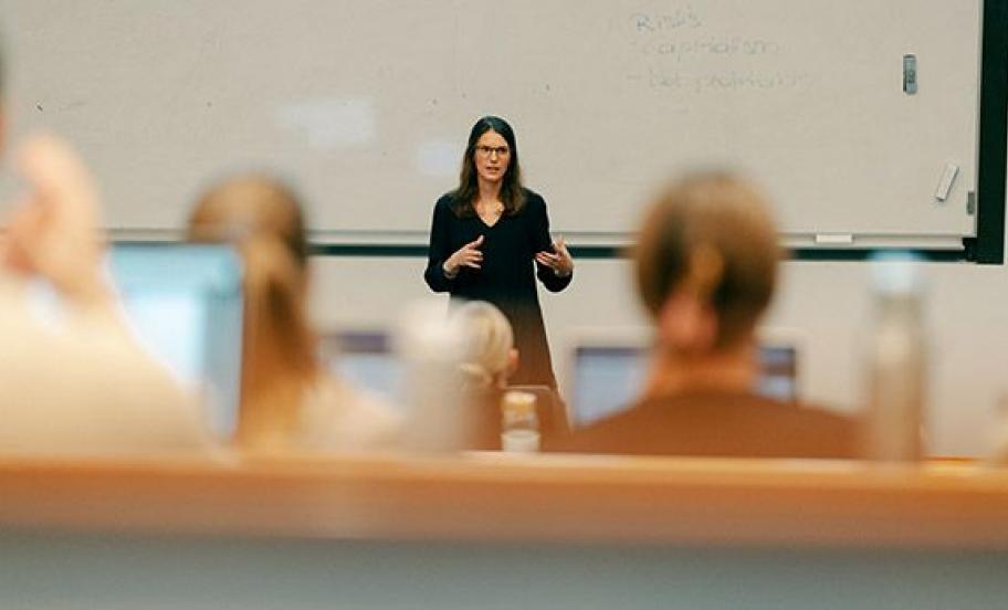 Teacher giving a form of presentation