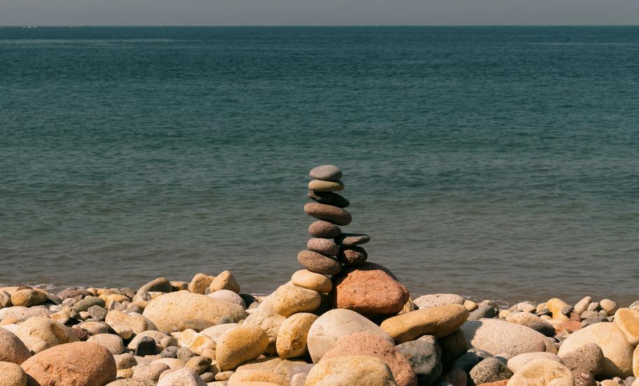 Pile of stones on beach