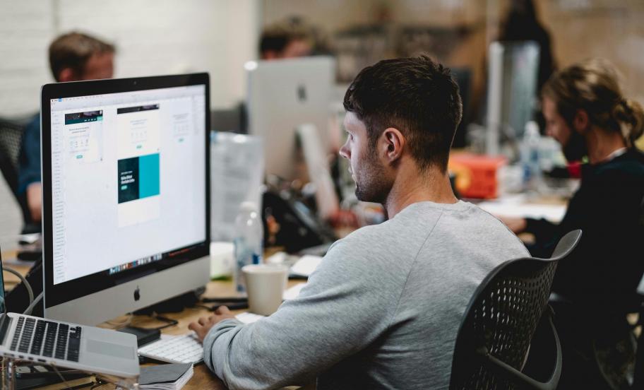 Man working in open office