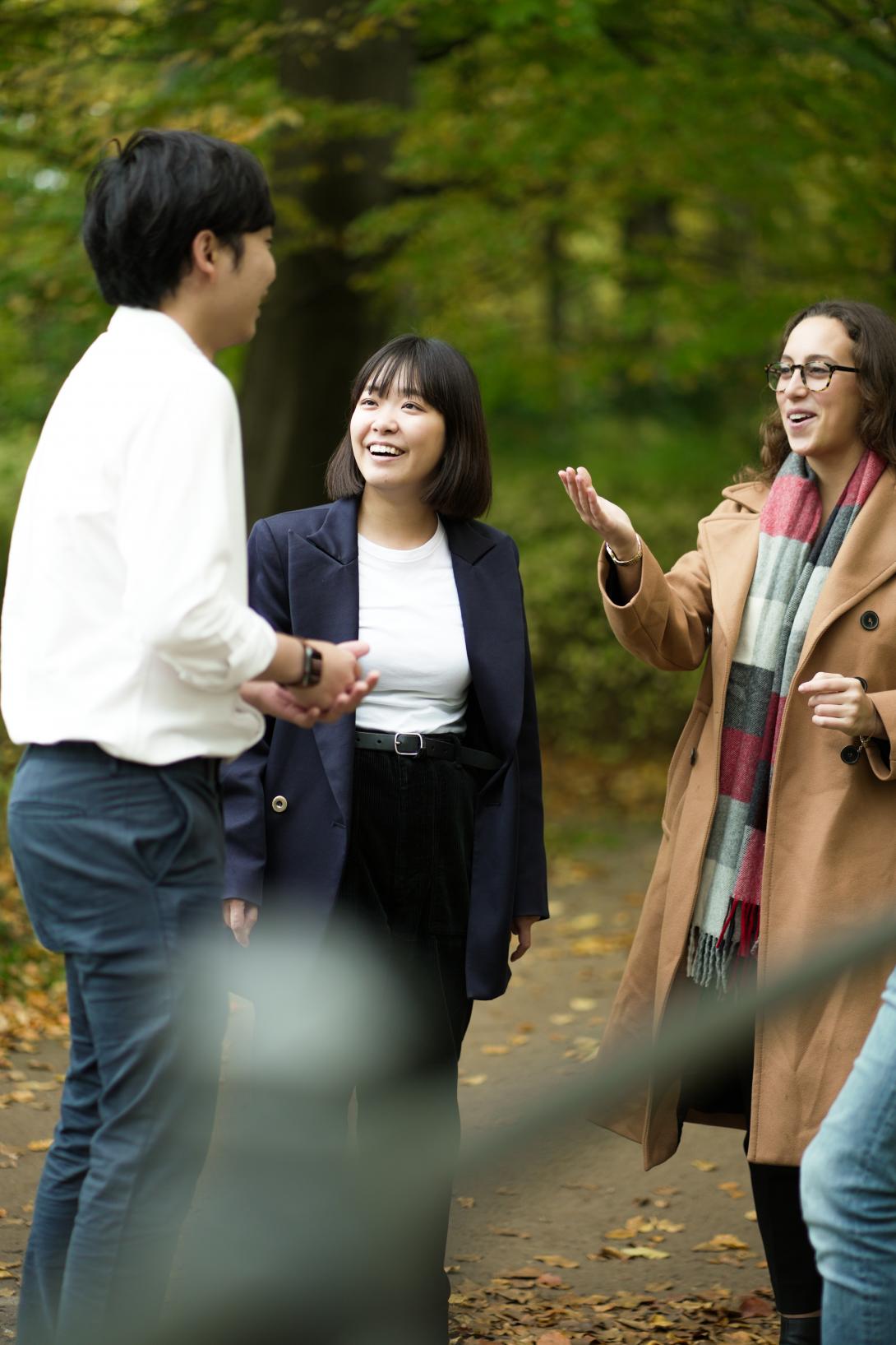 CBS Full-time MBA participants talking outside
